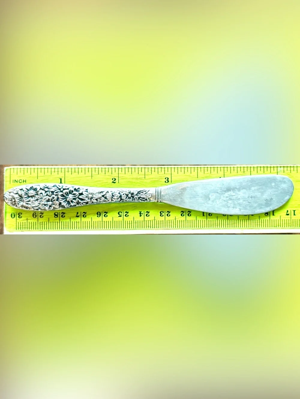Beautifully Engraved Vintage Silver Floral Butter Knife